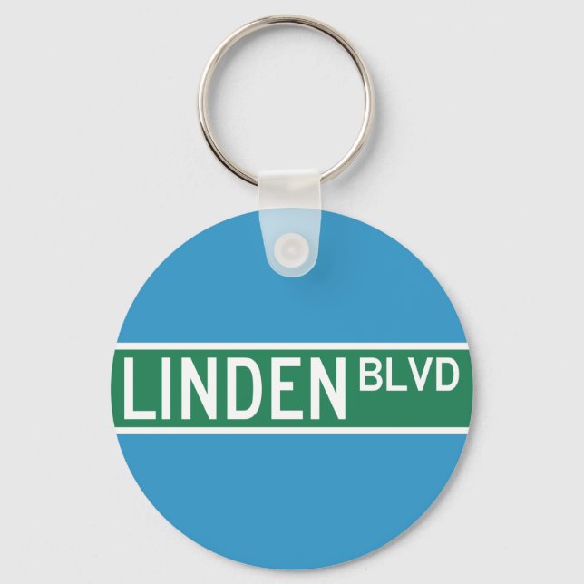 Linden Boulevard Sign Schlüsselanhänger (Vorderseite)