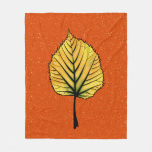 Linden Fall Leaf Art in Gelb und lebhaftem Orange Fleecedecke