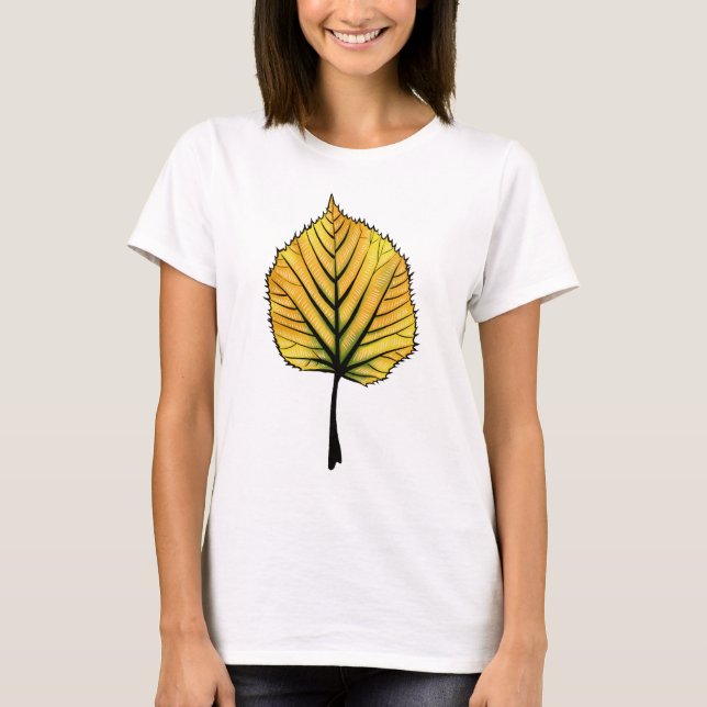 Linden Fall Leaf Art T-Shirt (Vorderseite)