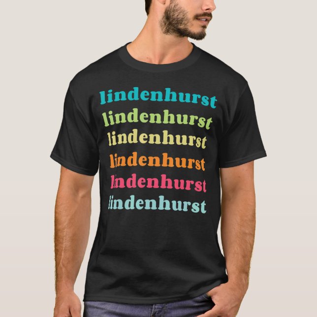 Lindenhurst New York NY Farbige Wiederholungstexte T-Shirt (Vorderseite)
