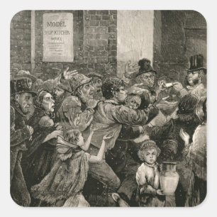 Linderung der Arbeitslosen in London Quadratischer Aufkleber