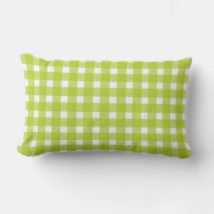 Lindgrün-weiß kariertes Gingham-Karo Lendenkissen