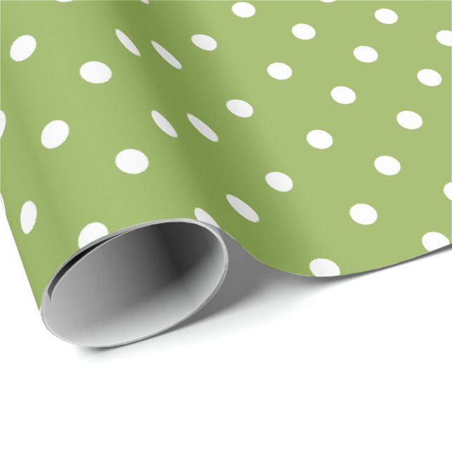 Lindgrün | White Polka Dot Wrapping Paper Geschenkpapier (Rolleneckpunkt)