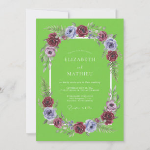 Lindgrüne auffallende botanische Hochzeit Einladung
