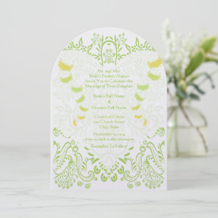 Lindgrüne skurrile Vogel-Hochzeitseinladungen Einladung