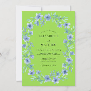 Lindgrüne zarte Blumenhochzeit Einladung