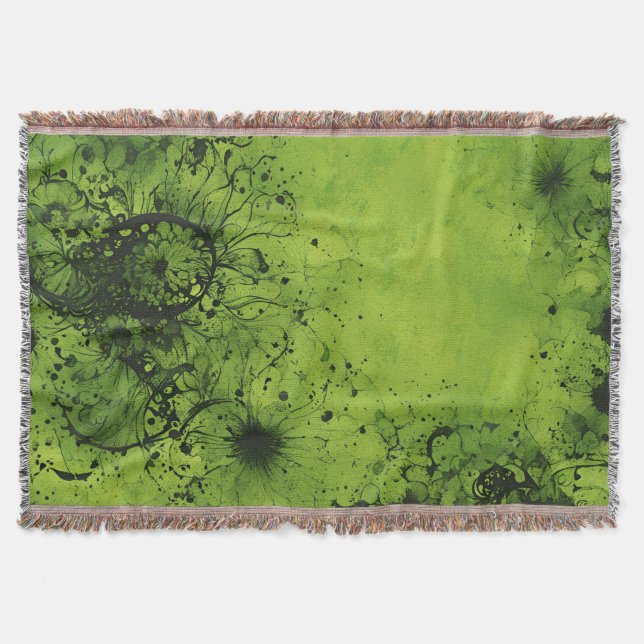 Lindgrüner Grunge mit schwarzen Akzenten Decke (Vorderseite)