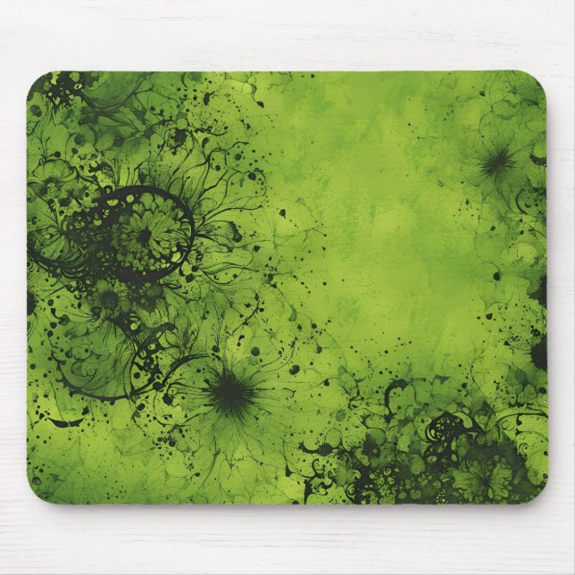 Lindgrüner Grunge mit schwarzen Akzenten Mousepad (Vorne)
