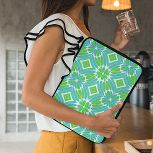Lindgrünes Aqua-Türkis Retro-Art-Muster Laptopschutzhülle