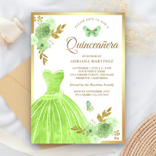 Lindgrünes Blumenkleid Schmetterling Gold Quincean Einladung