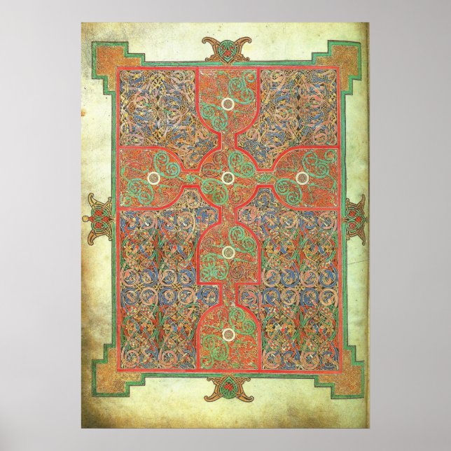 Lindisfarne Gospels Teppichseite A.D. 698 Poster (Vorne)