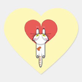 Lindo gatito aferrado al amor. Gato, cat, kitten Herz-Aufkleber