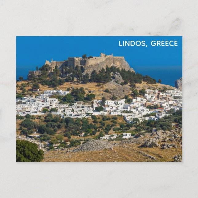 Lindos Greece Castle Rhodes Island Griechische Rei Postkarte (Vorderseite)