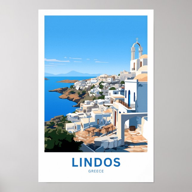 Lindos Greece Travel Print Poster (Vorne)