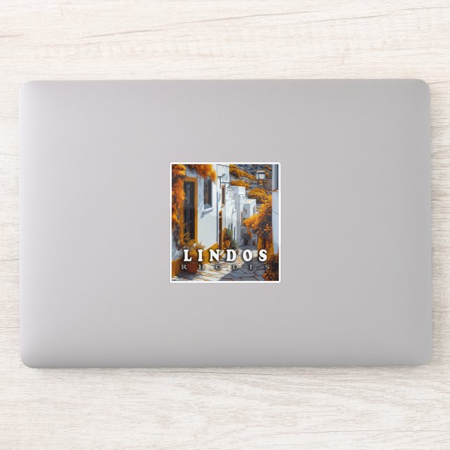 Lindos, Rhodos: Vintage griechische Architektur Aufkleber (Computer)