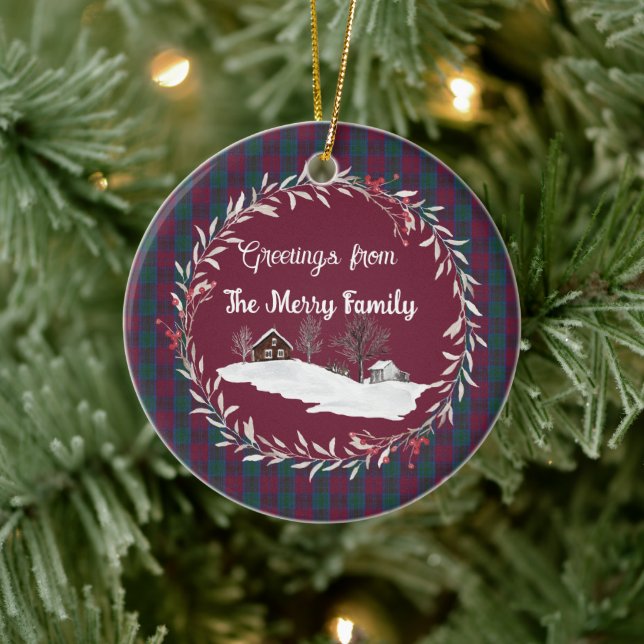 Lindsay Ancient Original Scottish Tartan Keramik Ornament (Baum)