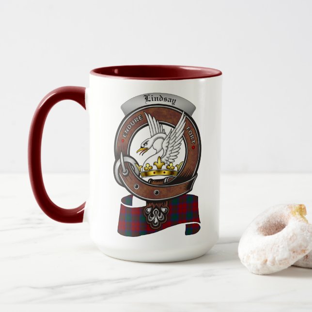 Lindsay Clan Abzeichen Combo 15oz Tasse (Mit Donut)