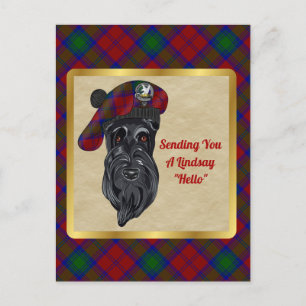 Lindsay Clan Abzeichen & Tartan Postcard Postkarte