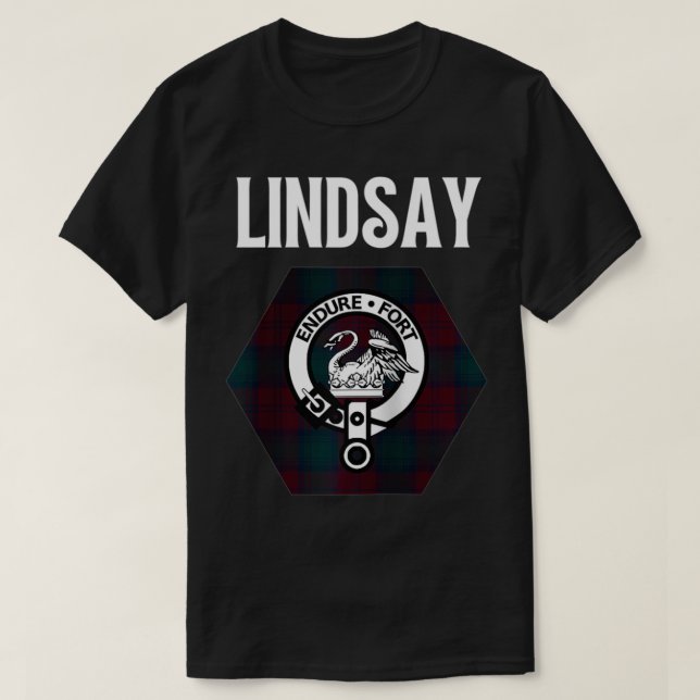 Lindsay Clan Scottish Name Coat of Arms Tartan  T-Shirt (Design vorne)
