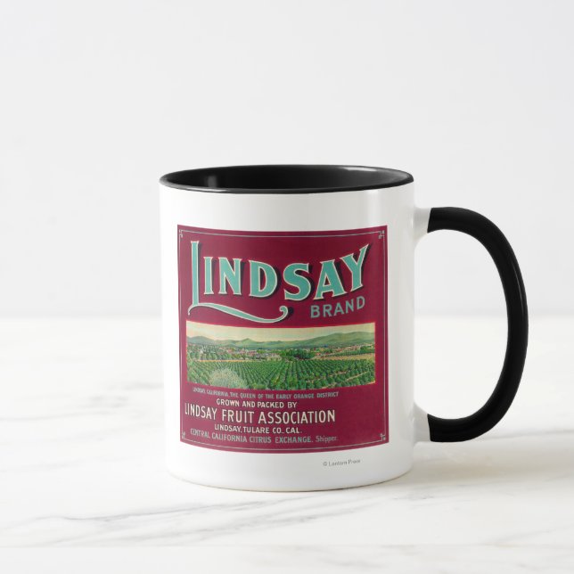 Lindsay Orange LabelLindsay, CA Tasse (Rechts)