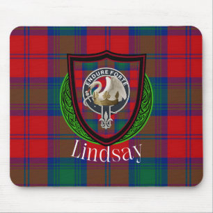 Lindsay schottischer Clan Tartan & Wappen Mousepad
