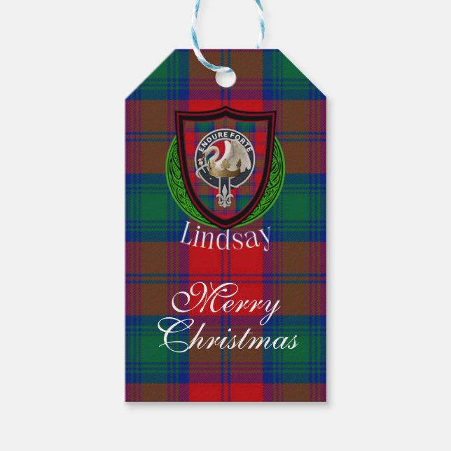 Lindsay Scottish Clan Tartan & Crest Geschenkanhänger (Vorderseite)