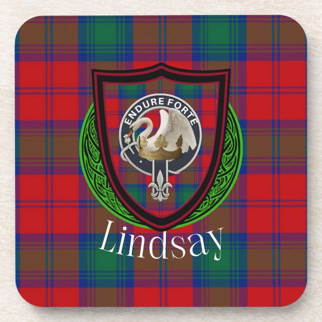Lindsay Scottish Clan Tartan & Crest Getränkeuntersetzer (Vorderseite)