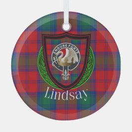 Lindsay Scottish Clan Tartan & Crest Ornament Aus Glas