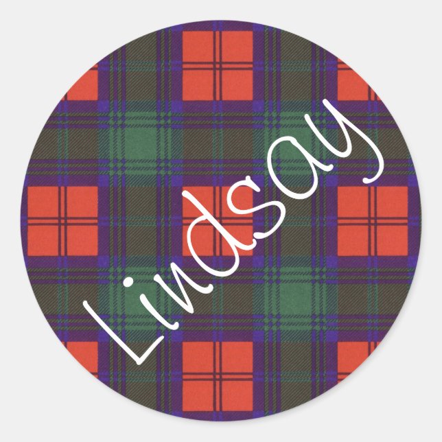 Lindsay Scottish Tartan Pattern Runder Aufkleber (Vorderseite)