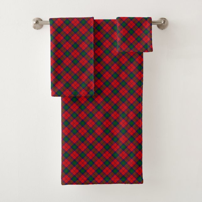 Lindsay tartan red green kariert badhandtuch set (Insitu)