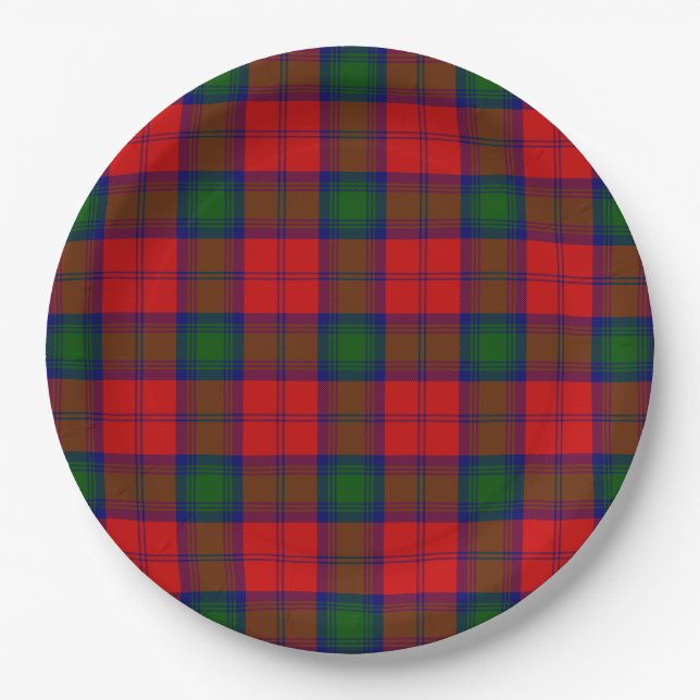 Lindsay tartan red green kariert pappteller (Vorderseite)