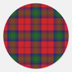 Lindsay tartan red green kariert runder aufkleber