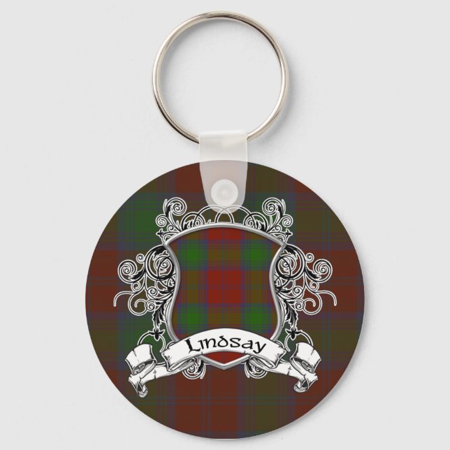 Lindsay Tartan Shield Schlüsselanhänger (Vorderseite)