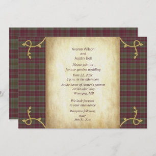 Lindsay Weathered Scottish Tartan Garden Wedding Einladung