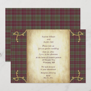 Lindsay Weathered Scottish Tartan Gartenhochzeit Einladung