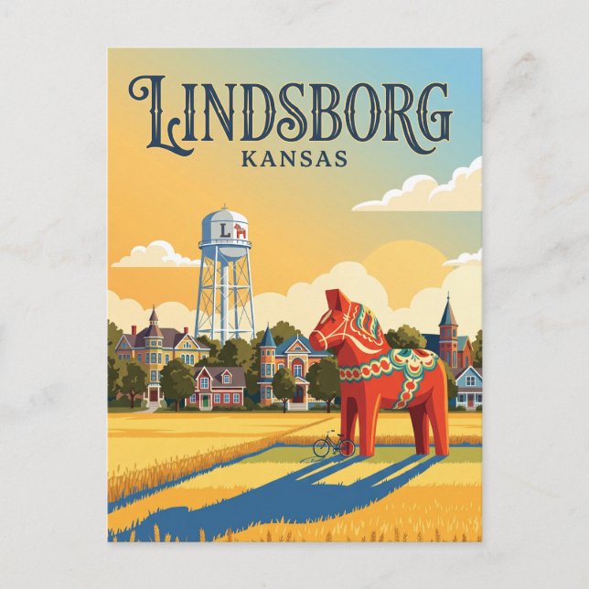 Lindsborg Kansas Postkarte (Vorderseite)