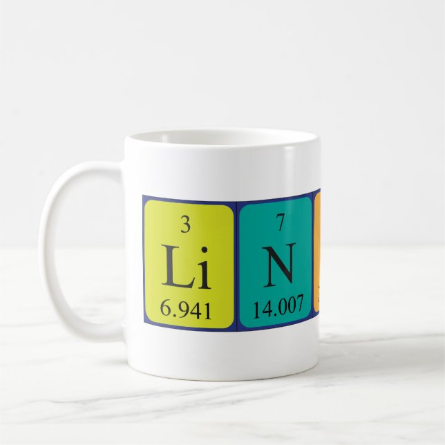 Lindsey Namen-Tasse periodischer Tabelle Kaffeetasse (Links)
