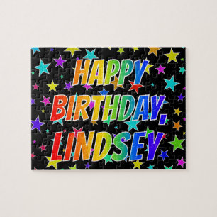 "LINDSEY" Vorname, Spaß "GLÜCKLICHER GEBURTSTAG" Puzzle