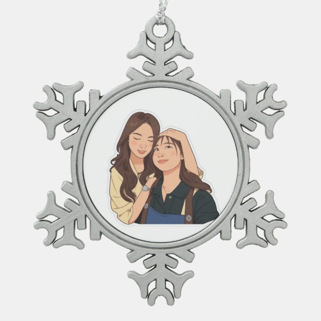 LinDy (GL pair) Schneeflocken Zinn-Ornament (Vorderseite)