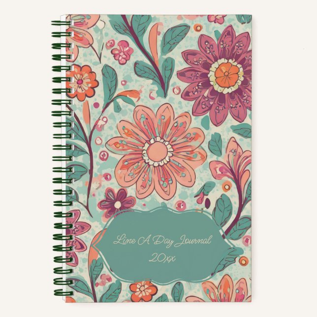 Line A Day Retro Floral Journal | PERSONALISIERT Notizbuch (Vorderseite)