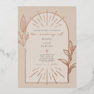 Line Art Arch Botanical Off White Wedding Folieneinladung