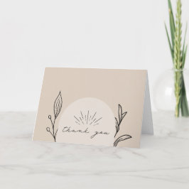 Line Art Arch Script Tan Botanische Hochzeit Dankeskarte