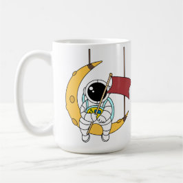 Line Art Astronaut Sitting Moon Illustration Kaffeetasse