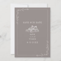 Line Art Barn Amethyst Gray Farm Wedding