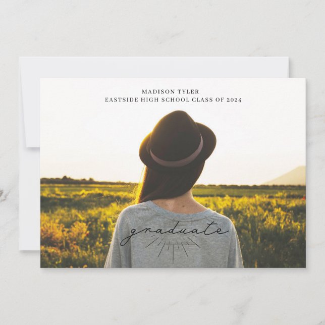 Line Art Black Script Abschluss Horizontal Foto Ankündigung (Vorderseite)