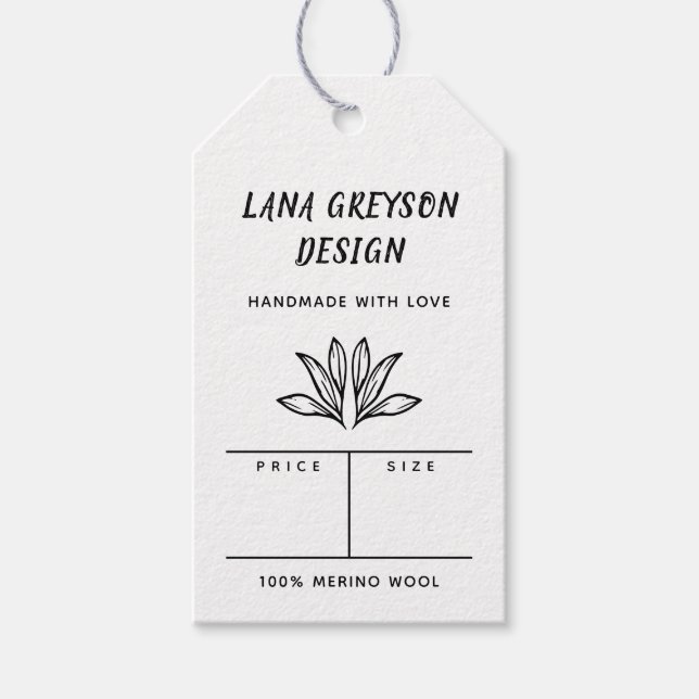 Line Art Blätter Handmade Social Media Price Geschenkanhänger (Vorderseite)