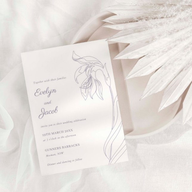 Line Art Blume arch Lavender Einladung (Von Creator hochgeladen)