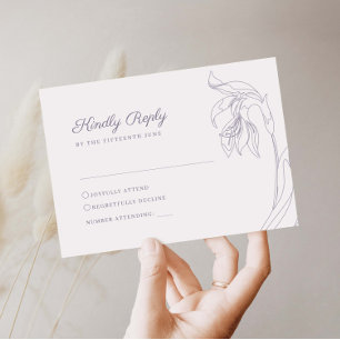 Line Art Blume arch Lavender UAWG Reply Card RSVP Karte