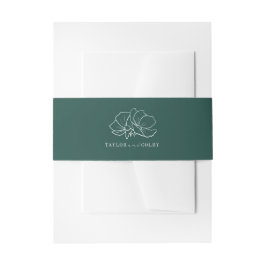 Line Art Blume Emerald Jewel Tone Wedding Einladungsbanderole
