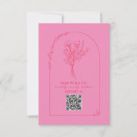 Line Art Bouquet Arch Rosa Red Wedding QR UAWG